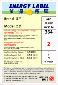 Grading-type energy label &nbsp;sample